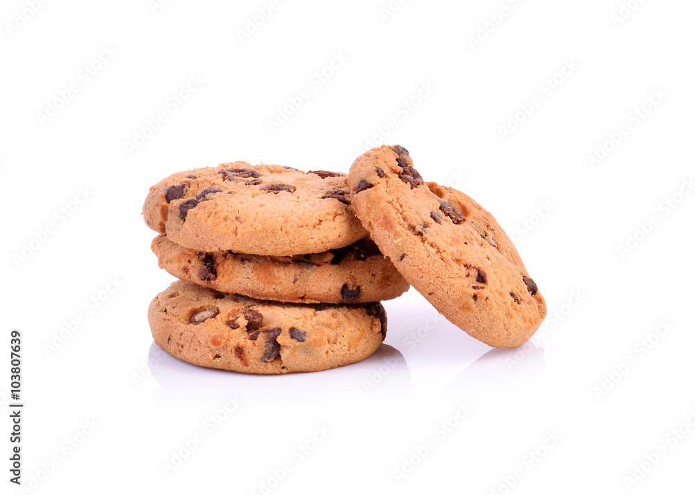 Chocolate chip cookies isolated on white background. Chocolate chip cookies isolated on white background.