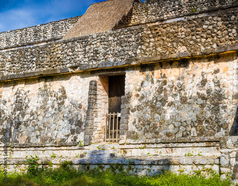 Ek Balam Mayan Archeological Site. Ancient Maya Pyramids and Rui