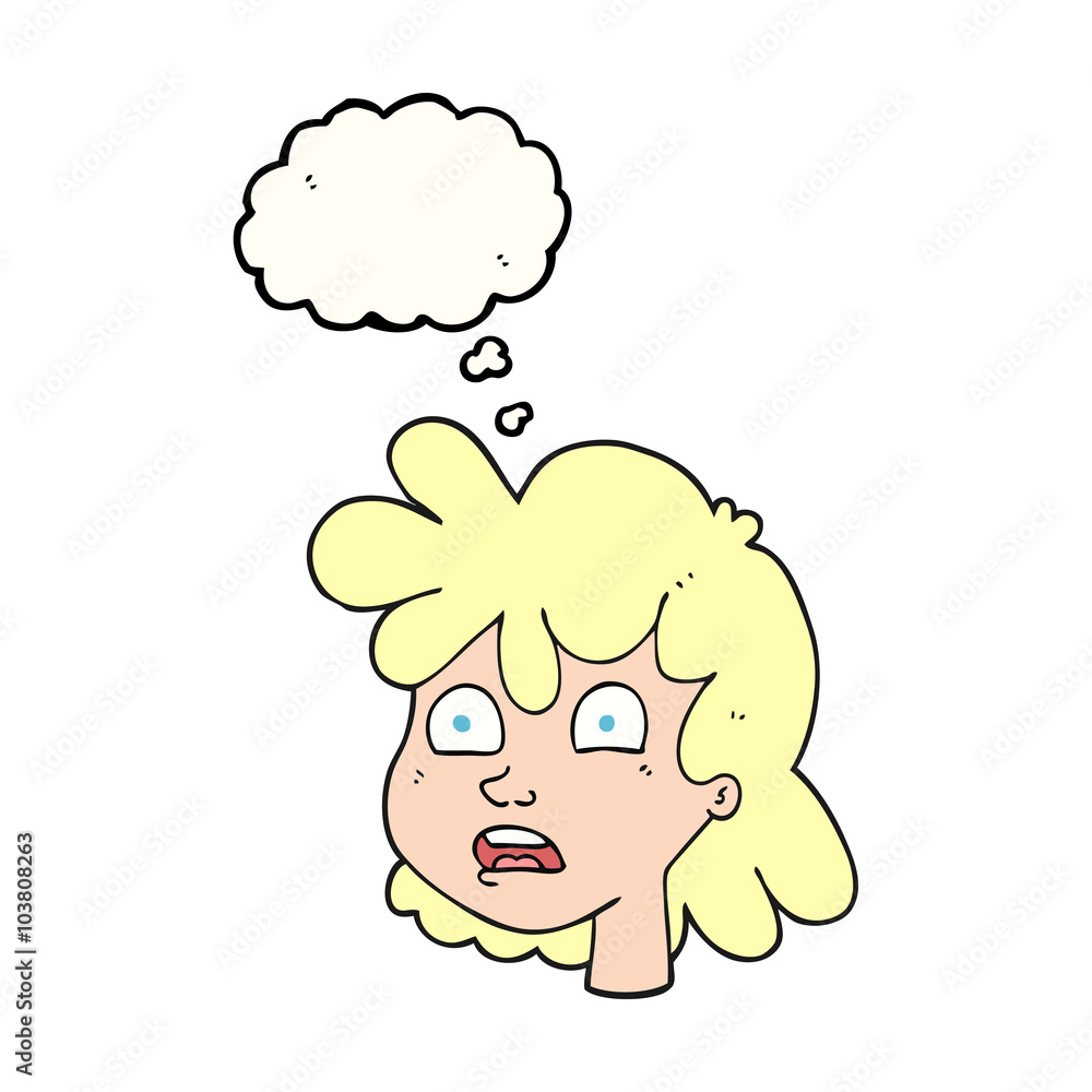 thought bubble cartoon female face thought bubble cartoon female face