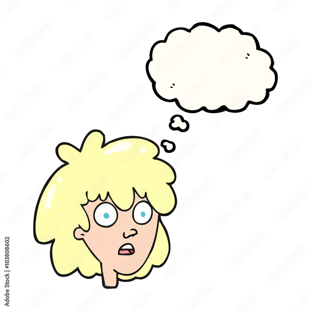 thought bubble cartoon female face thought bubble cartoon female face