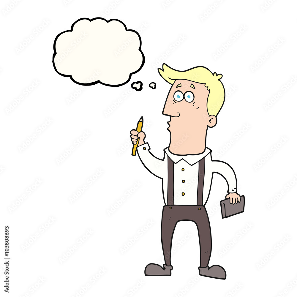 thought bubble cartoon man with notebook thought bubble cartoon man with notebook
