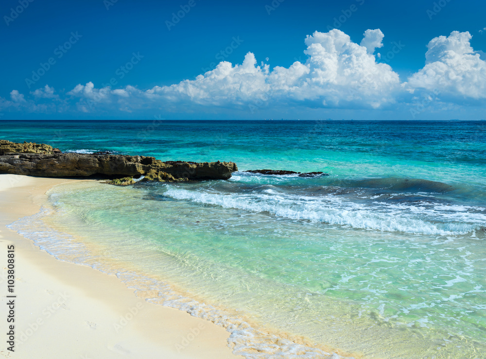 Paradise nature, sand, sea water, rocks and summer on the tropic