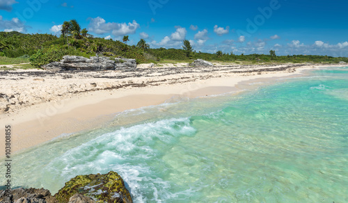 Obraz na płótnie Wild Tropical Sandy Beach with Turquoise Waters. Caribbean Sea S w salonie