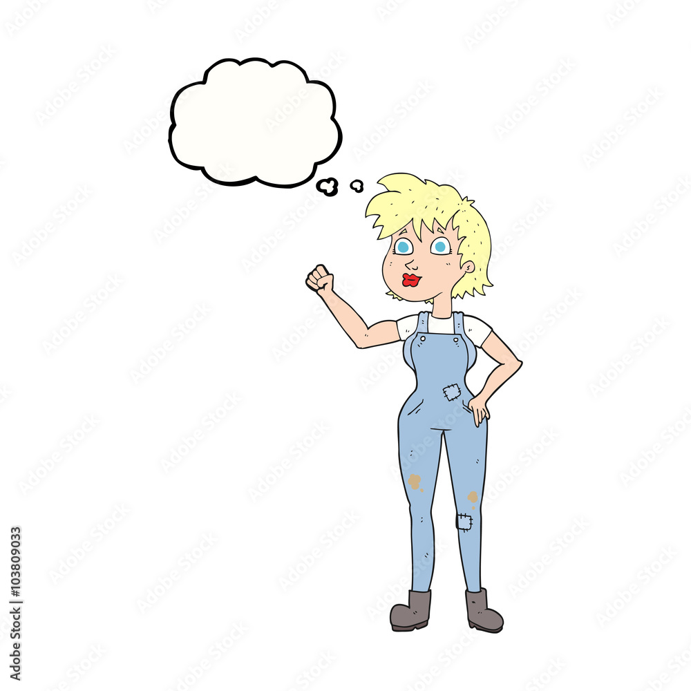 thought bubble cartoon confident farmer woman thought bubble cartoon confident farmer woman