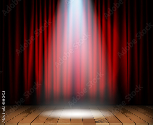 Theater stage with wooden floor