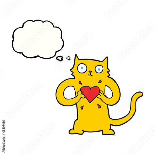 thought bubble cartoon cat with love heart