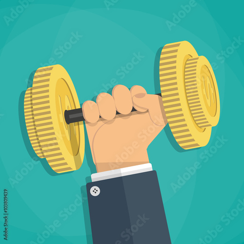 Business executive power lifting