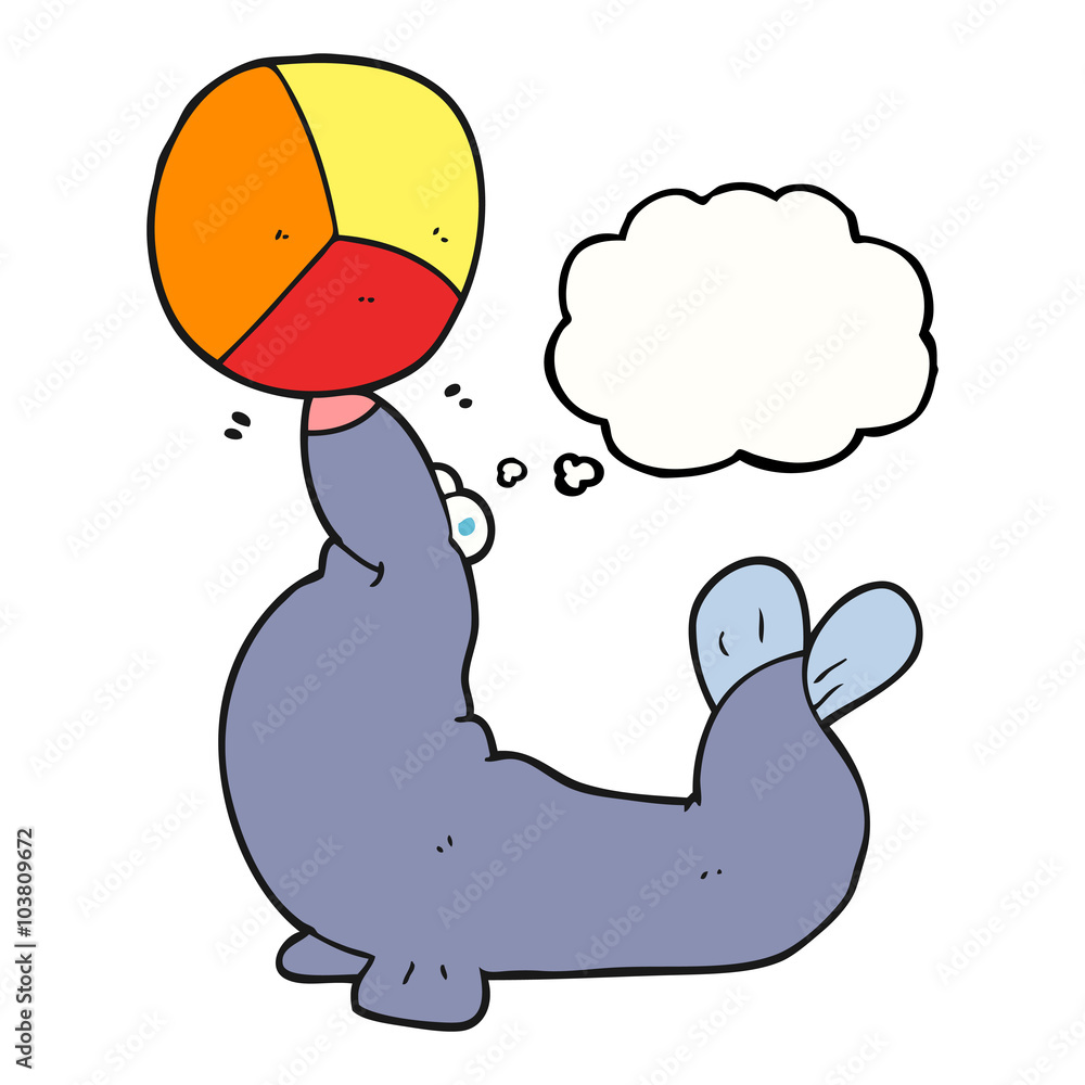 thought bubble cartoon seal balancing ball thought bubble cartoon seal balancing ball