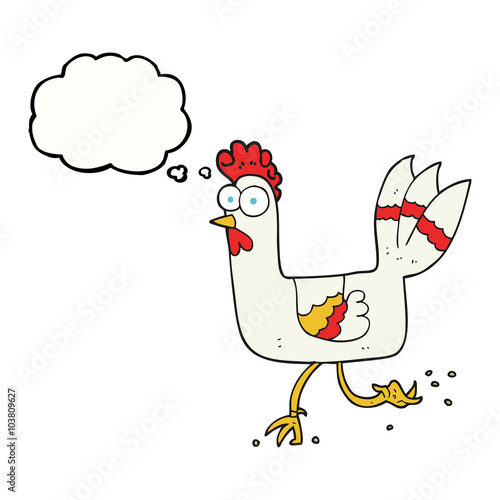 thought bubble cartoon chicken running