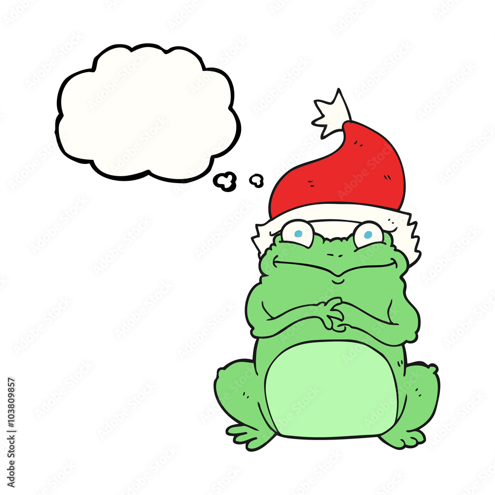 thought bubble cartoon frog wearing christmas hat thought bubble cartoon frog wearing christmas hat