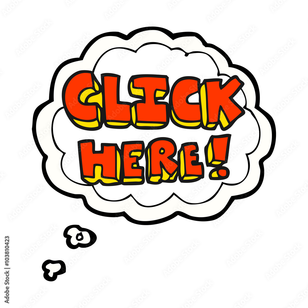 thought bubble cartoon click here word symbol thought bubble cartoon click here word symbol