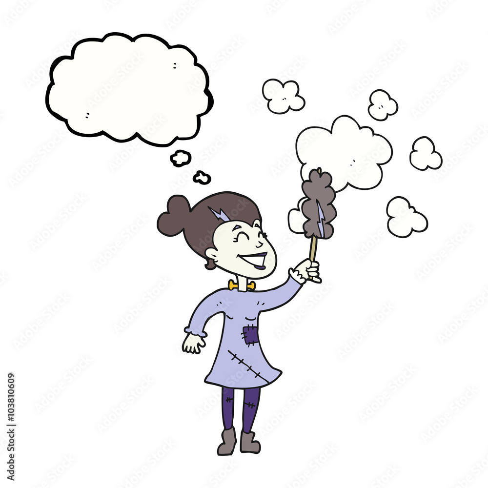 thought bubble cartoon zombie woman dusting thought bubble cartoon zombie woman dusting