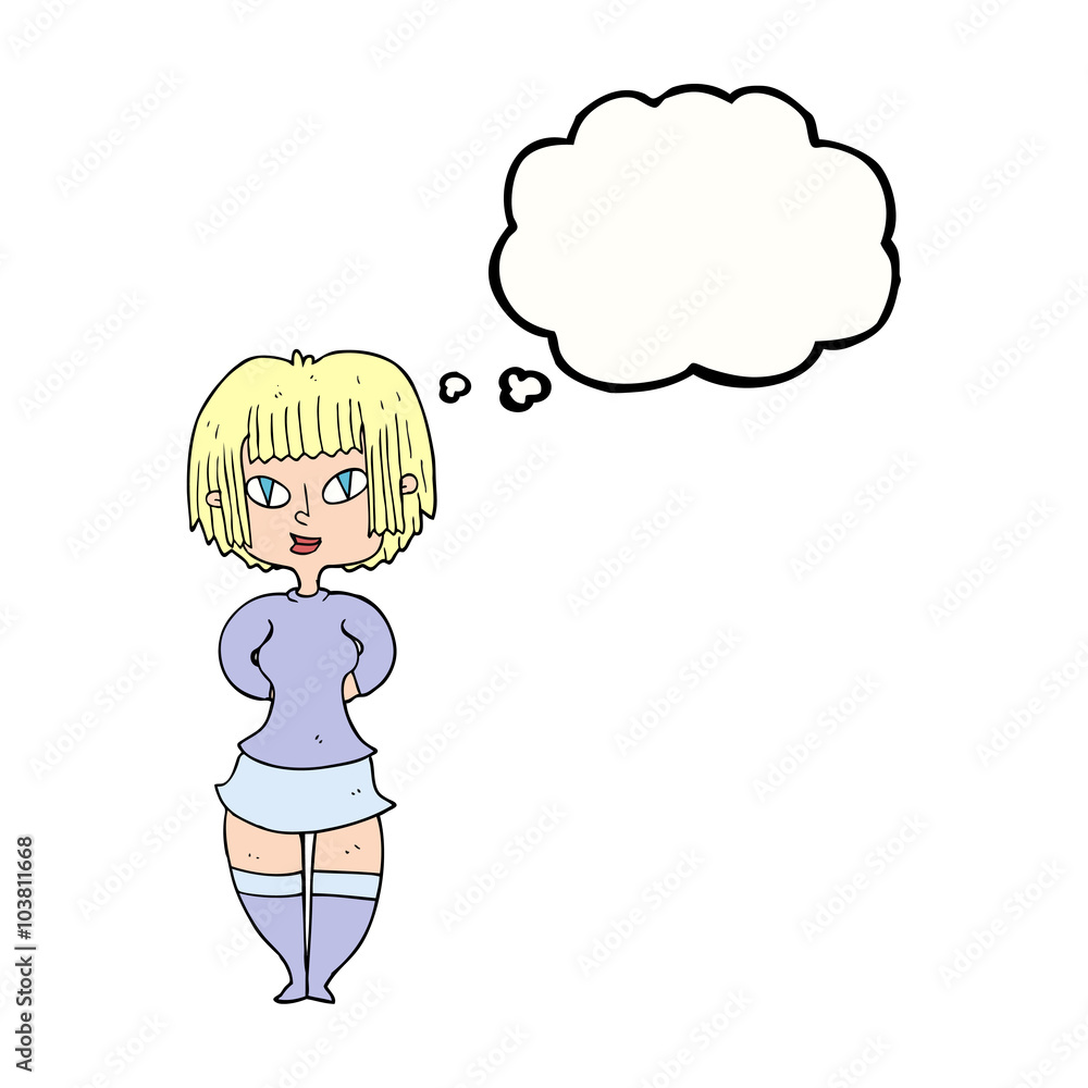 thought bubble cartoon happy woman thought bubble cartoon happy woman