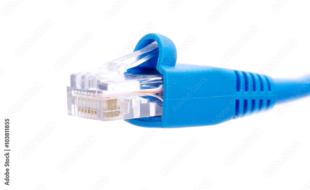 Lan cable and connector on white background Lan cable and connector on white background