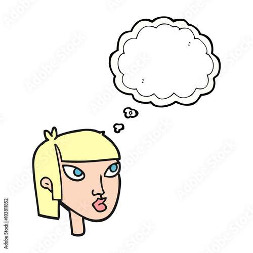 thought bubble cartoon female face