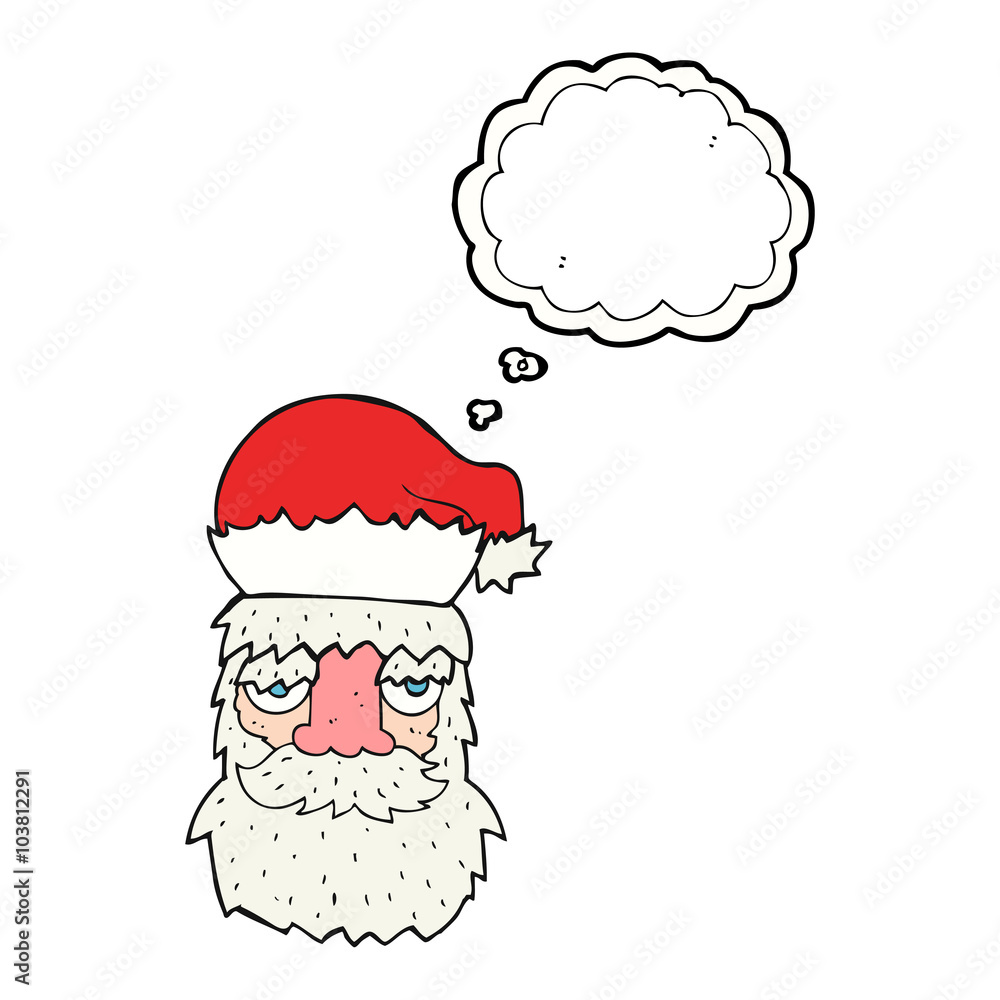 thought bubble cartoon tired santa claus face thought bubble cartoon tired santa claus face