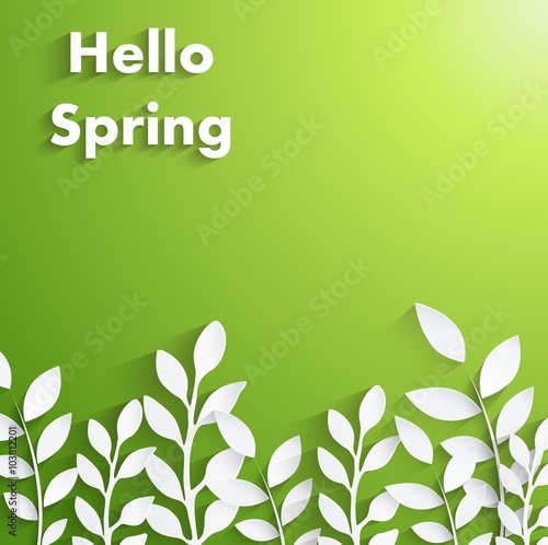 Spring background with flower silhouette