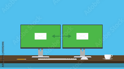 sending email send two  pc computer envelope transfer