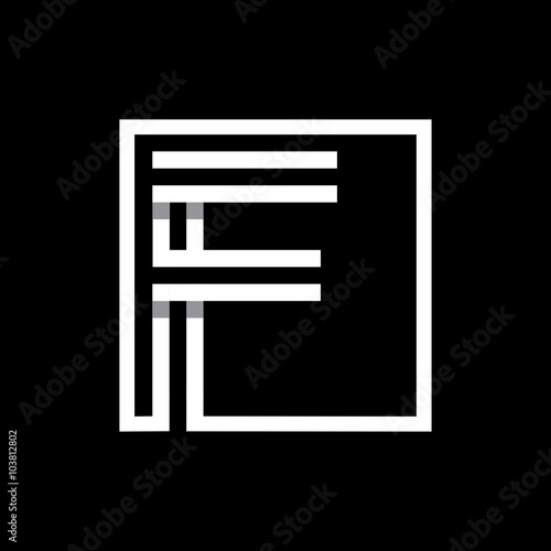  Capital letter F . Overlapping with shadows monogram, logo, emblem. 