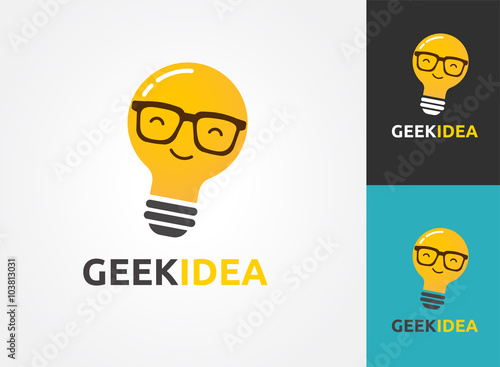 Light bulb with geek glasses - idea, creative, technology icons