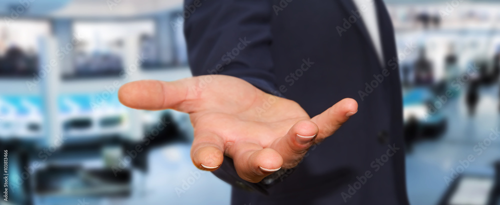 Young man on office background Young man on office background