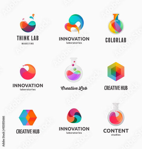 Technology, laboratory, creativity innovation and science abstract icons photo