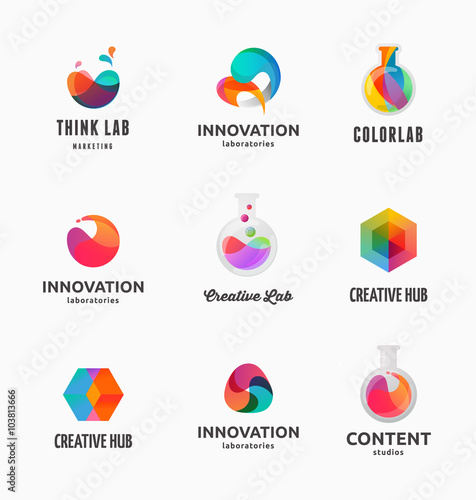 Technology, laboratory, creativity innovation and science abstract icons
