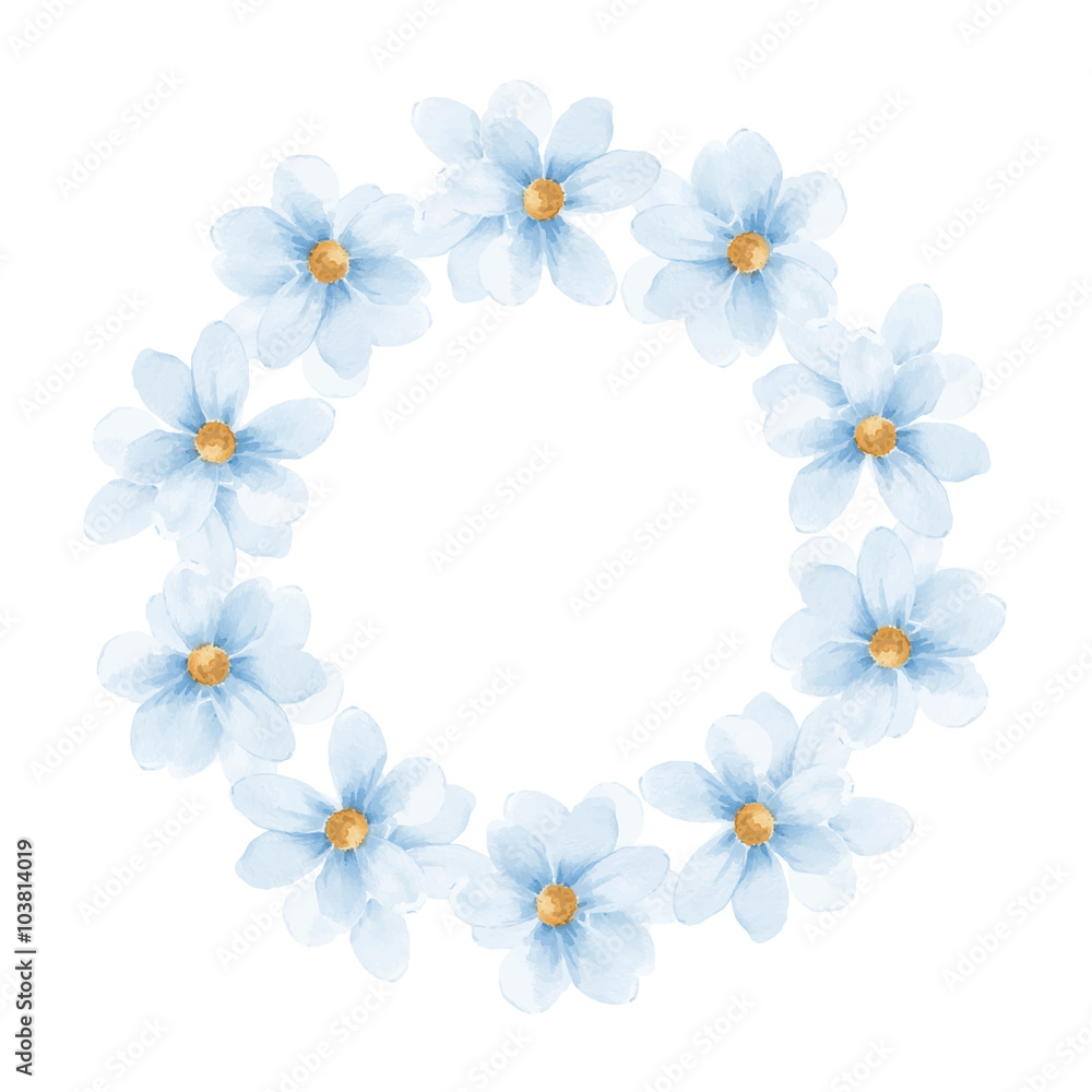 Delicate floral set. Round frame 30 in vector