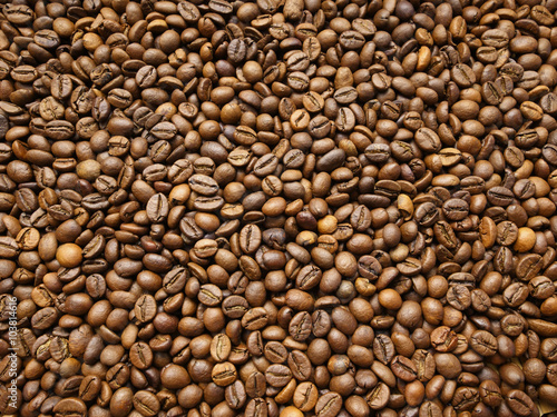 Coffee beans background. Roasted coffee beans for pattern and background.