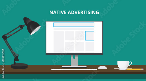 native advertising concept with advertise place in website computer