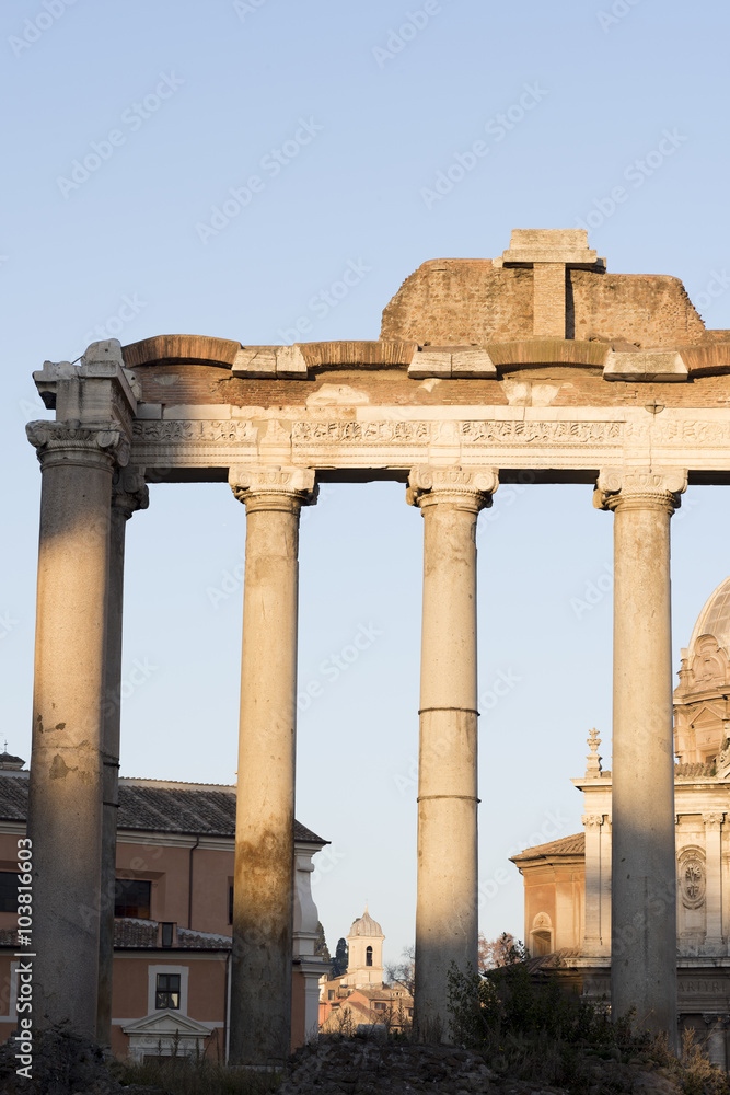 Fototapeta premium photo glimpse of the Roman Forum. Italy Rome