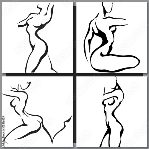 Set of woman silhouettes.