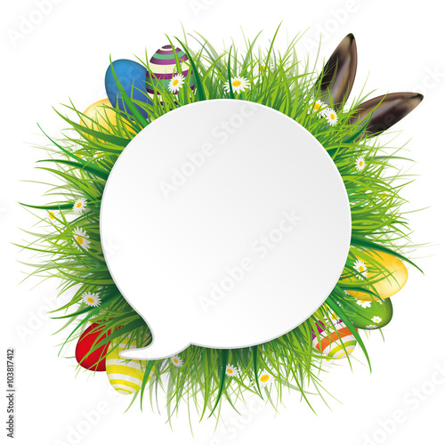 Easter Eggs Hare Ears Speech Bubble