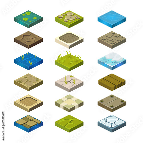 Isometric Vector Platforms Set