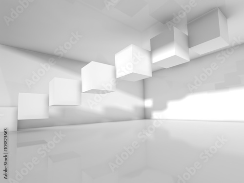 Empty white architecture, 3 d illustration