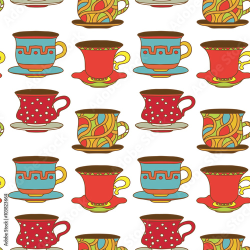 Seamless pattern with cups