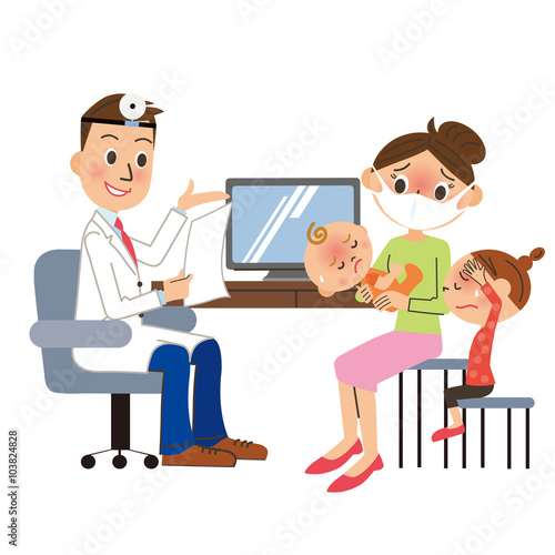 診察をするママと子供