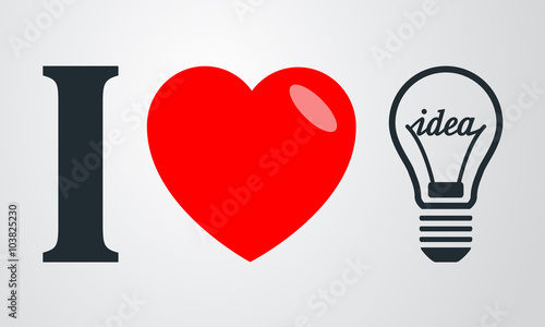 Icono plano i love idea en fondo degradado