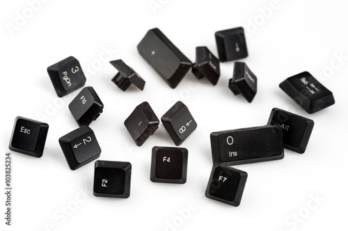 the keyboard keys on white background