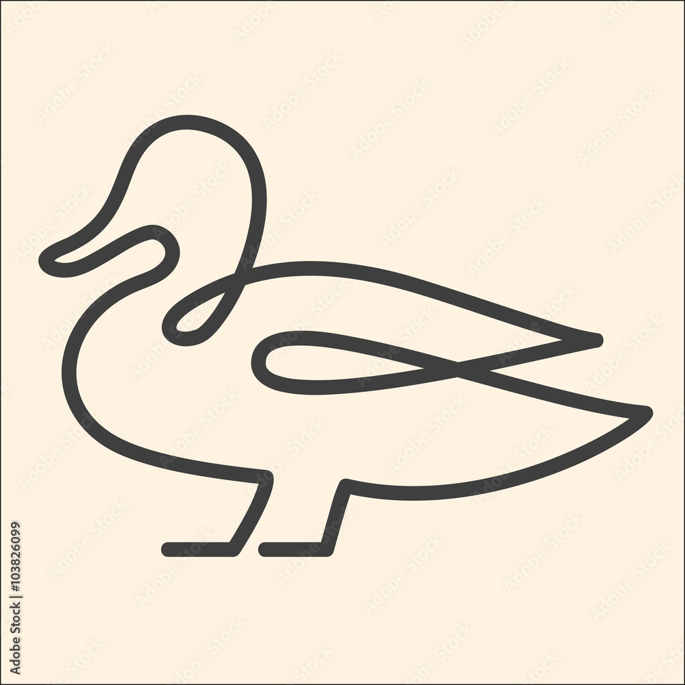 Obraz premium One line duck vector illustration