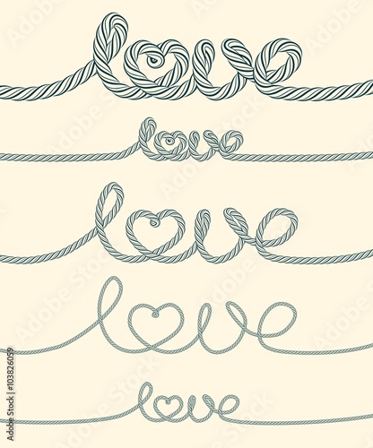 Set of love rope inscriptions