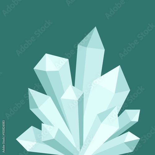 Light crystal druse composition on green background