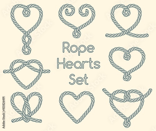 Set of rope hearts decorative knots