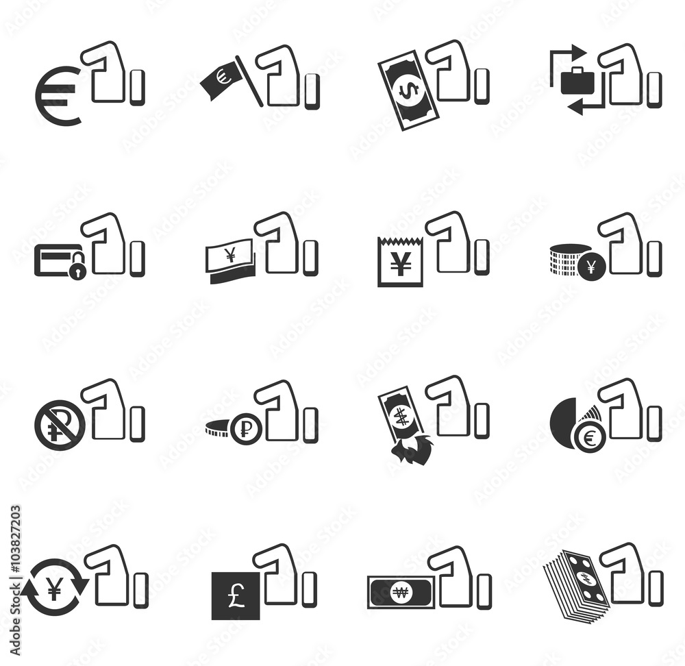Hand and money icons set Hand and money icons set