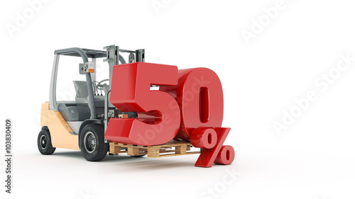 Modern forklift truck with 50 percent photo