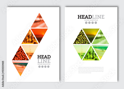 Business brochure design template. Vector flyer layout, blur background with elements for magazine, cover, poster design. A4 size.