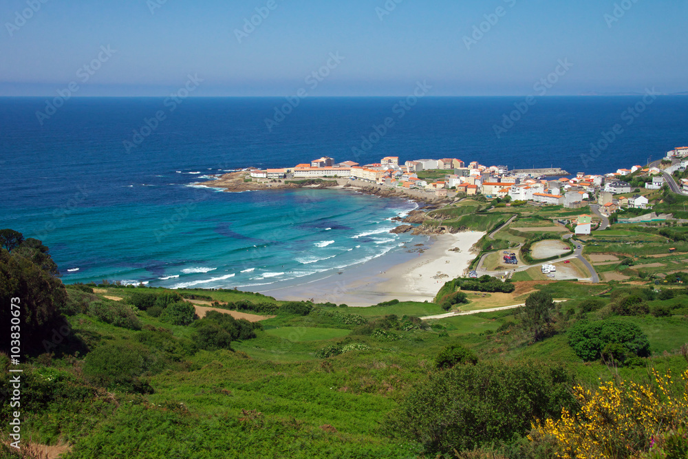 Panorama der Bucht von Caion Galicien