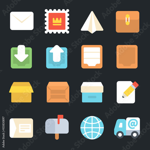Post and Logistic service Flat Icons