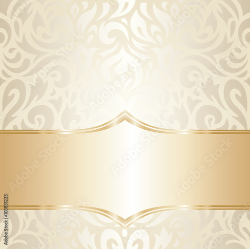 Gorgeous golden floral Wedding vintage wallpaper background design