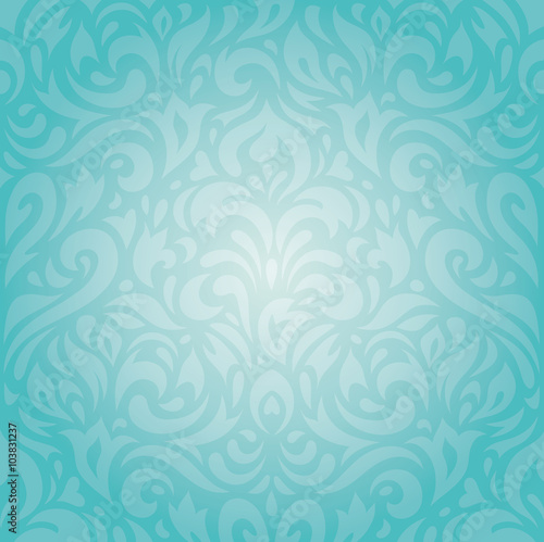 Retro floral Turquoise holiday vintage invitation background wallpaper design © elvil